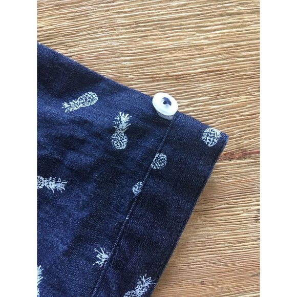 7 Diamonds Mens Short Sleeve Button Up Shirt Navy Pineapple Print Size Small - Picture 5 of 5